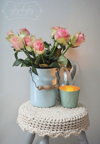 paper mache tea light from {nifty thrifty things}