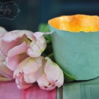 paper mache tea light from {nifty thrifty things}